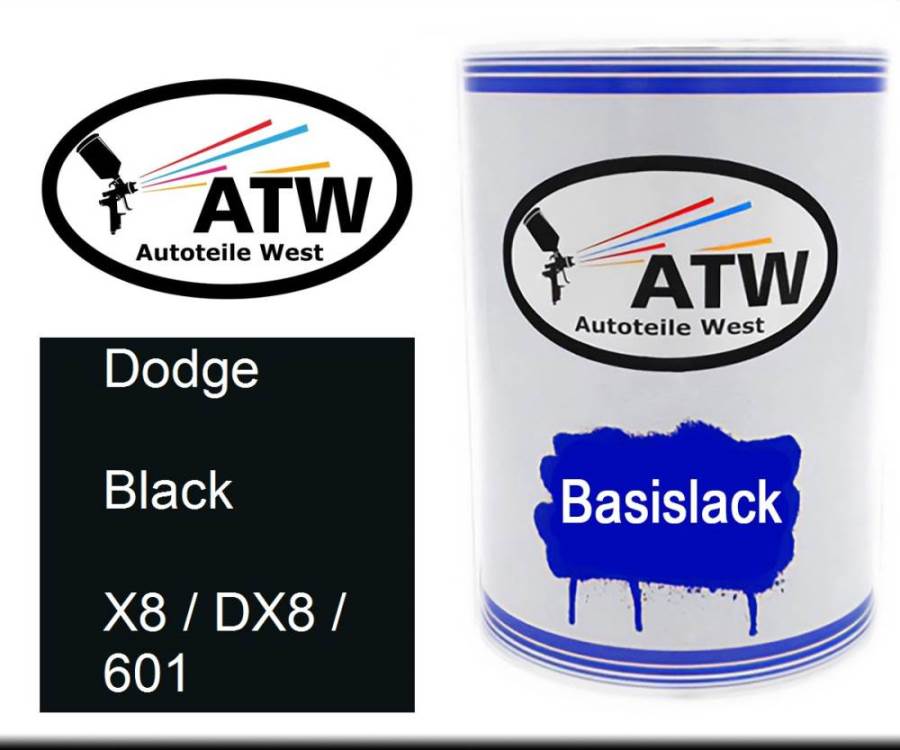 Dodge, Black, X8 / DX8 / 601: 500ml Lackdose, von ATW Autoteile West.